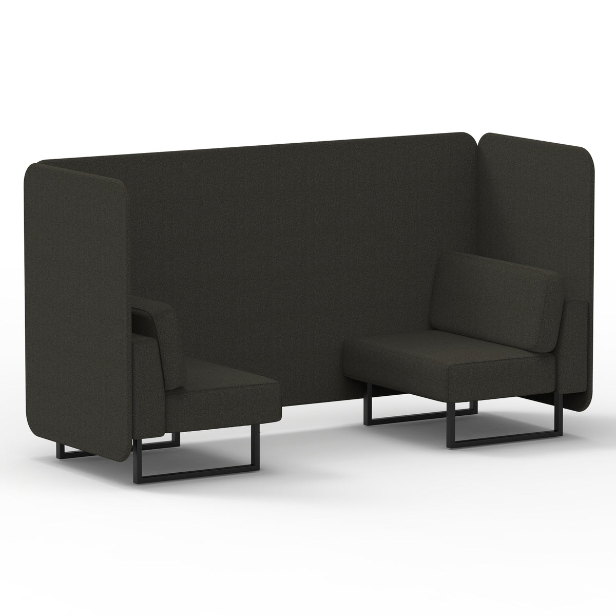 Commercial 2 Seater Privacy Booth – Bench – Single Tone – Crib 5 Main Line Flax - Temple Panels And Sofa Black - Industrious Decor
