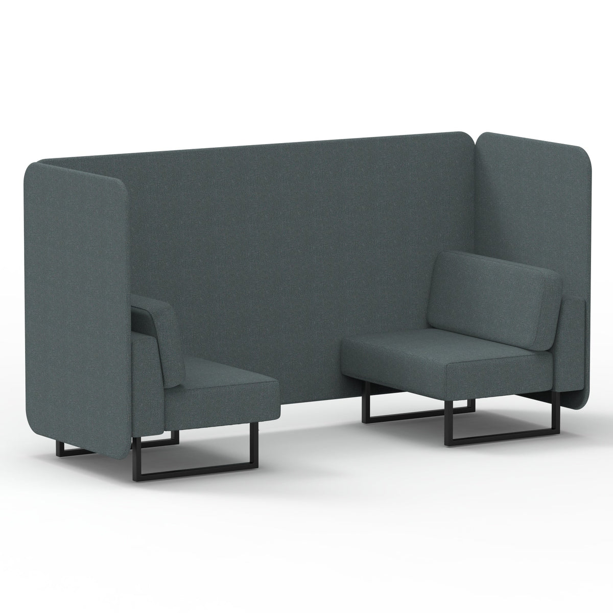 Commercial 2 Seater Privacy Booth – Bench – Single Tone – Crib 5 Main Line Flax - Westminster Panels And Sofa Black - Industrious Decor