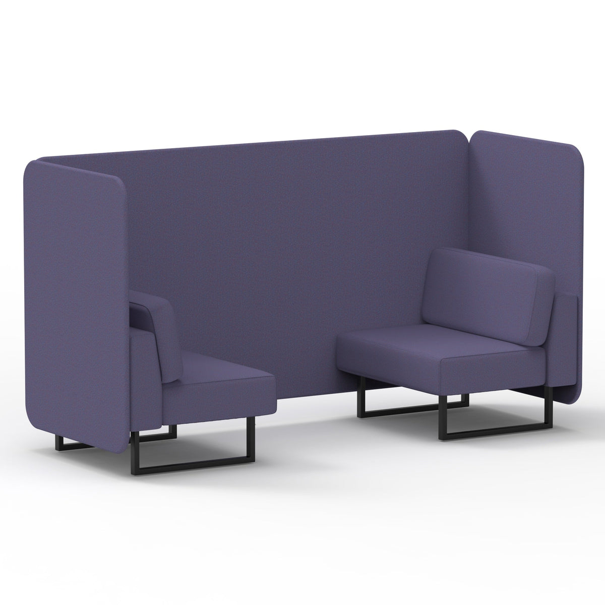 Commercial 2 Seater Privacy Booth – Bench – Single Tone – Crib 5 Synergy - Order Panels And Sofa Black - Industrious Decor