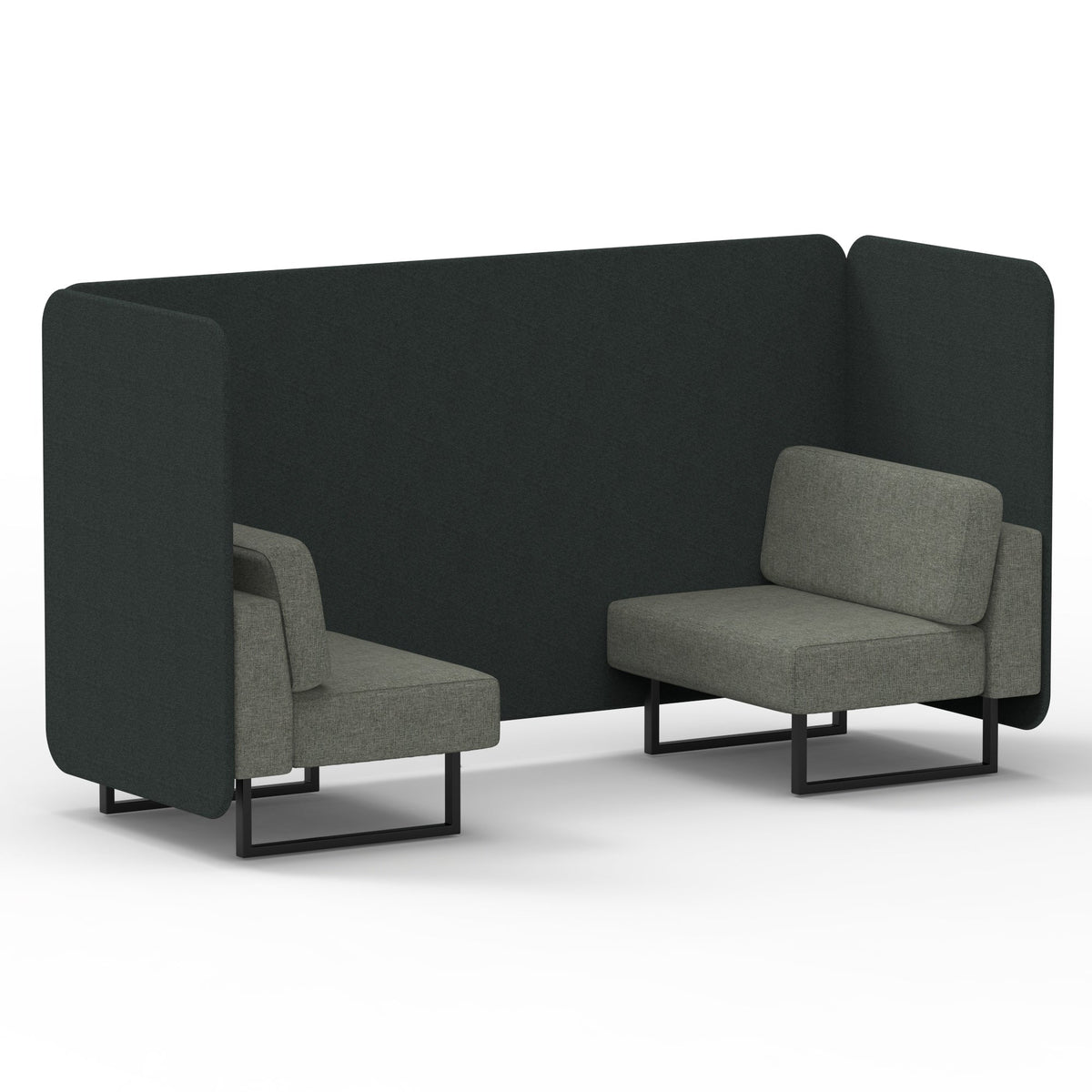Commercial 2 Seater Privacy Booth – Bench – Two Tone – Crib 5 Rivet - Charcoal Panels And Vitreous Sofa Black - Industrious Decor