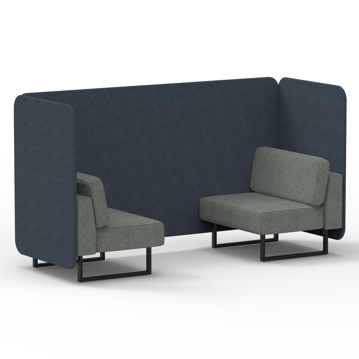 Commercial 2 Seater Privacy Booth – Bench – Two Tone – Crib 5 Rivet - Crucible Panels And Prime Sofa Black - Industrious Decor