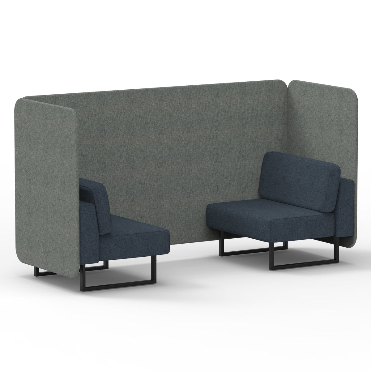 Commercial 2 Seater Privacy Booth – Bench – Two Tone – Crib 5 Rivet - Prime Panels And Crucible Sofa Black - Industrious Decor