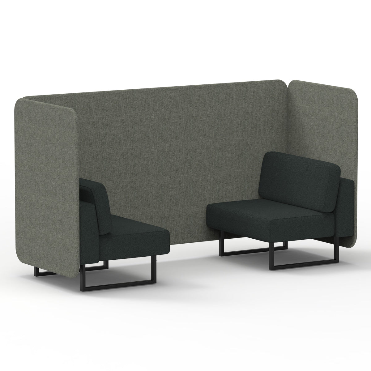 Commercial 2 Seater Privacy Booth – Bench – Two Tone – Crib 5 Rivet - Vitreous Panels And Charcoal Sofa Black - Industrious Decor