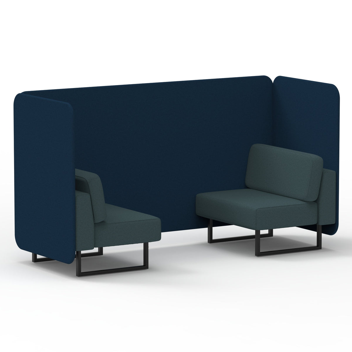 Commercial 2 Seater Privacy Booth – Bench – Two Tone – Crib 5 X2 - Calculus Panels And Polygon Sofa Black - Industrious Decor
