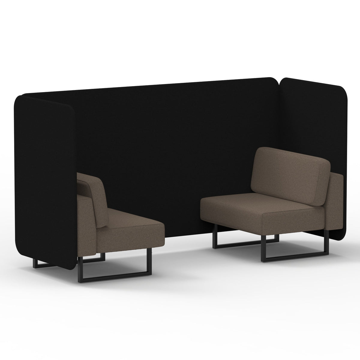 Commercial 2 Seater Privacy Booth – Bench – Two Tone – Crib 5 X2 - Diameter Panels And Theory Sofa Black - Industrious Decor