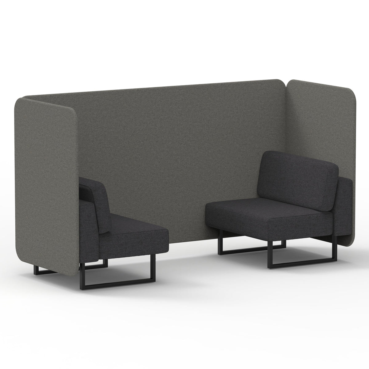 Commercial 2 Seater Privacy Booth – Bench – Two Tone – Crib 5 X2 - Number Panels And Arithmetic Sofa Black - Industrious Decor
