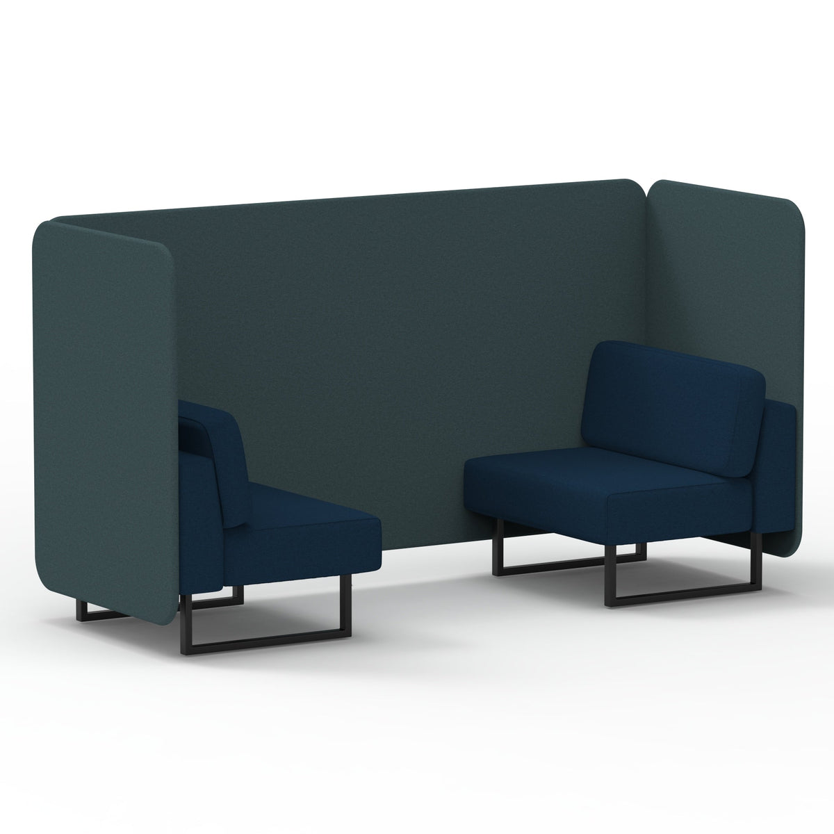 Commercial 2 Seater Privacy Booth – Bench – Two Tone – Crib 5 X2 - Polygon Panels And Calculus Sofa Black - Industrious Decor