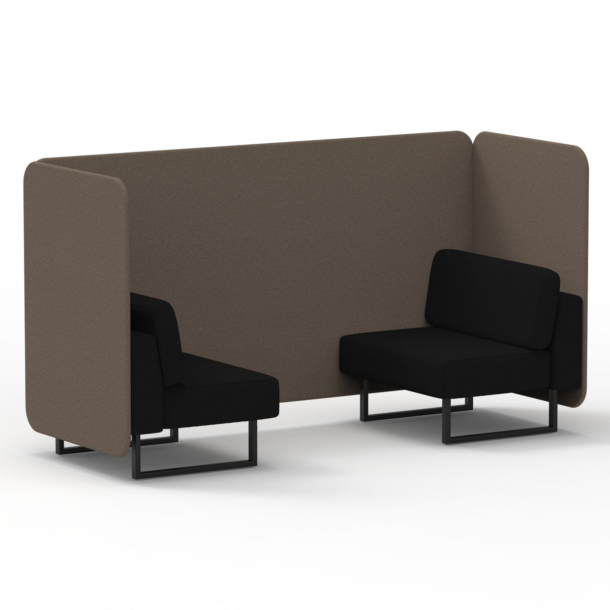 Commercial 2 Seater Privacy Booth – Bench – Two Tone – Crib 5 X2 - Theory Panels And Diameter Sofa Black - Industrious Decor