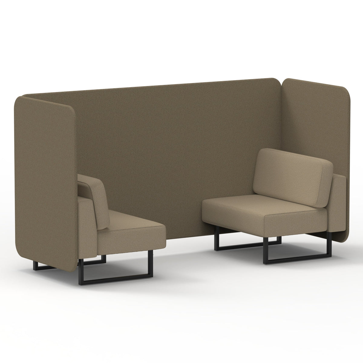 Commercial 2 Seater Privacy Booth – Bench – Two Tone – Crib 5 Main Line Flax - Bank Panels And Upminster Sofa Black - Industrious Decor