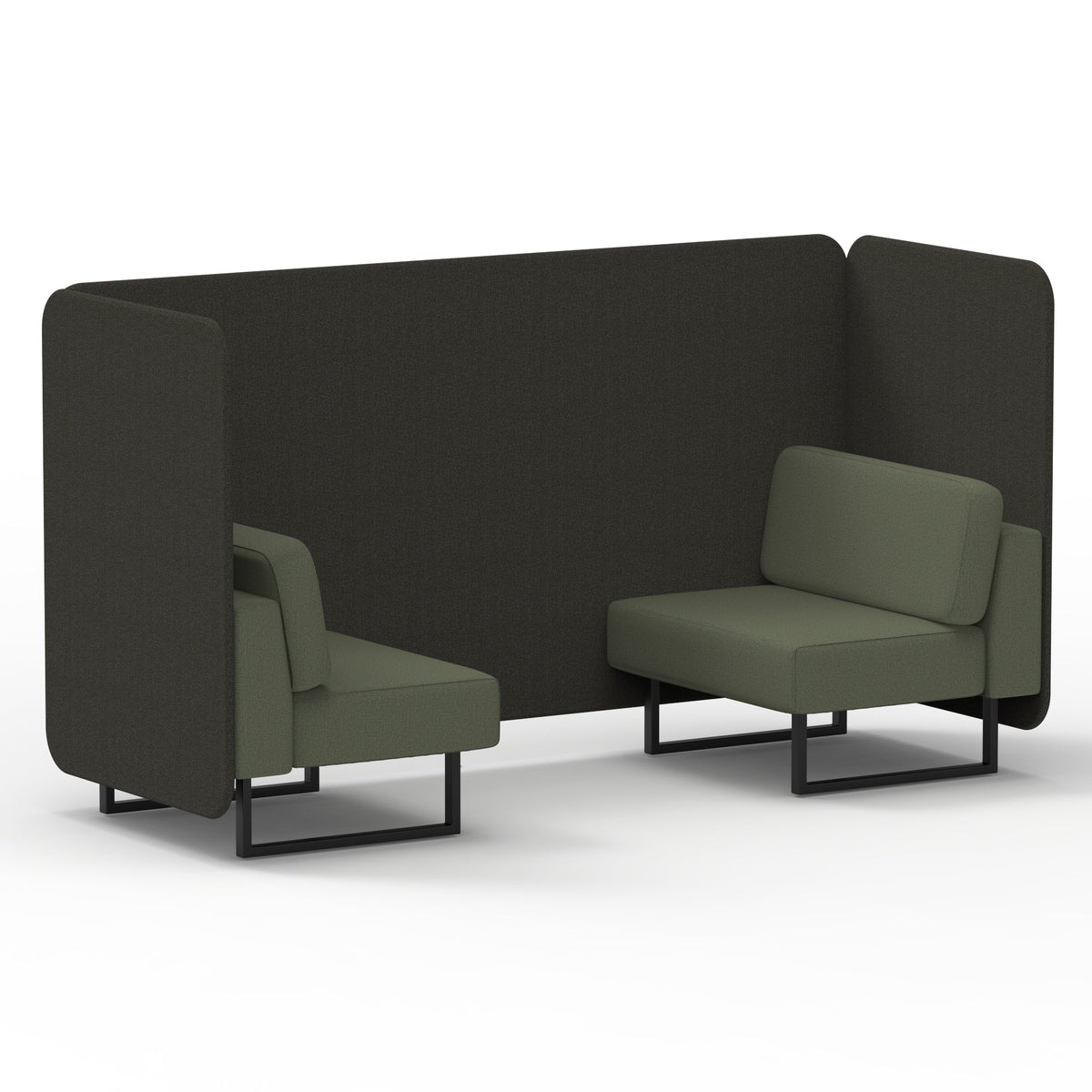 Commercial 2 Seater Privacy Booth – Bench – Two Tone – Crib 5 Main Line Flax - Temple Panels And Monument Sofa Black - Industrious Decor