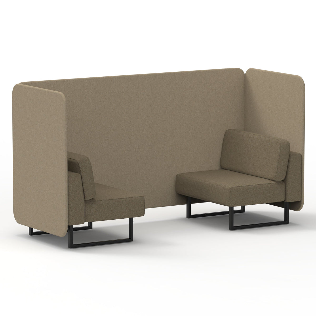 Commercial 2 Seater Privacy Booth – Bench – Two Tone – Crib 5 Main Line Flax - Upminster Panels And Bank Sofa Black - Industrious Decor