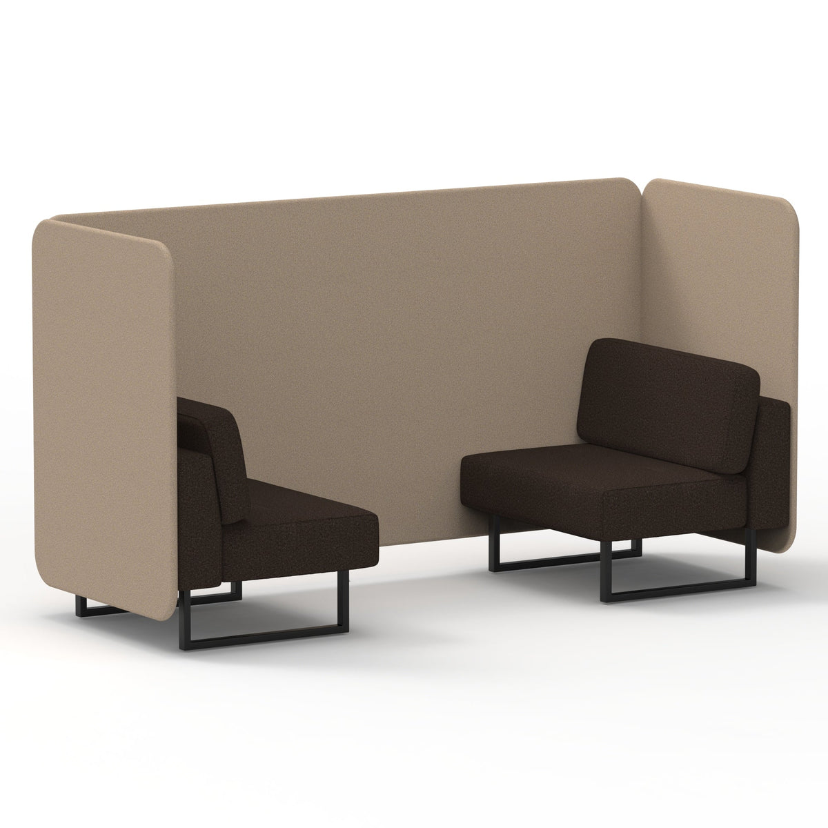 Commercial 2 Seater Privacy Booth – Bench – Two Tone – Crib 5 Synergy - Affix Panels And Wed Sofa Black - Industrious Decor