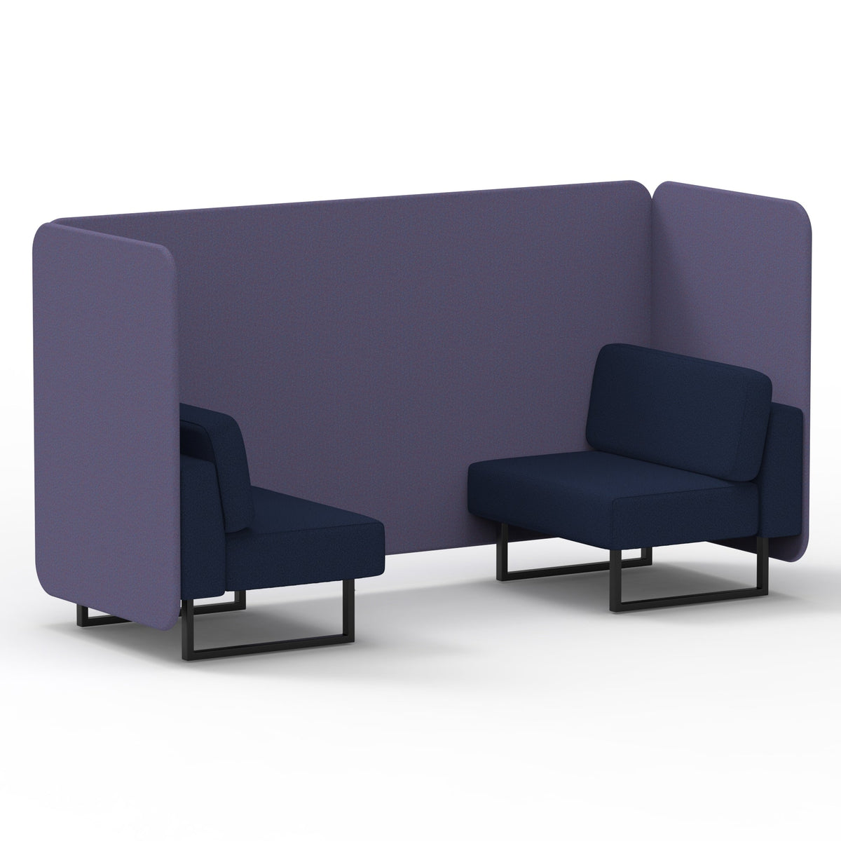 Commercial 2 Seater Privacy Booth – Bench – Two Tone – Crib 5 Synergy - Order Panels And Alike Sofa Black - Industrious Decor