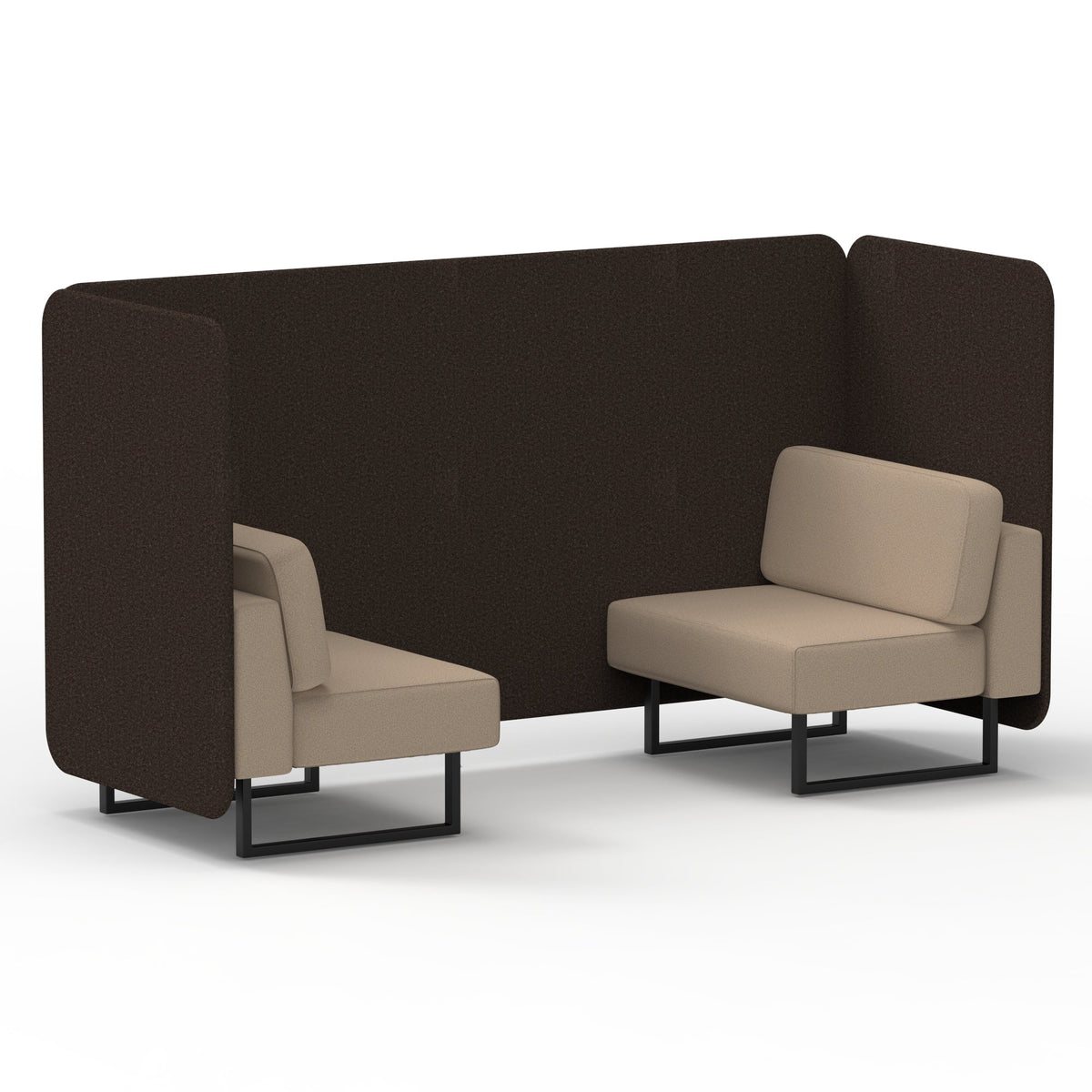 Commercial 2 Seater Privacy Booth – Bench – Two Tone – Crib 5 Synergy - Wed Panels And Affix Sofa Black - Industrious Decor
