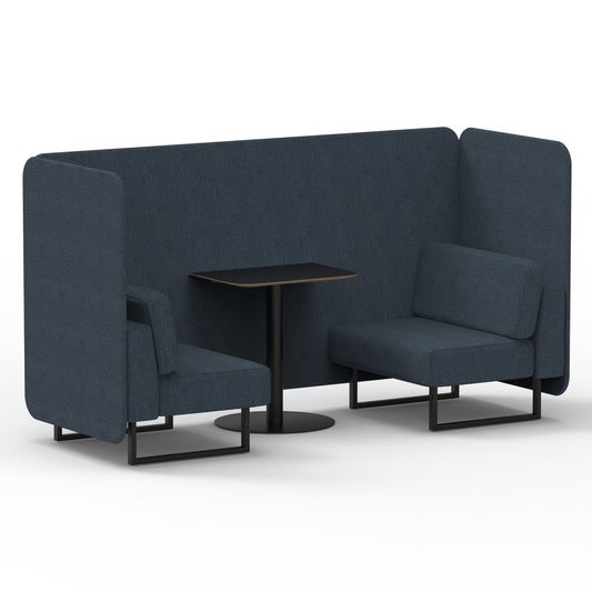 Commercial 2 Seater Privacy Booth – Bench with Black Table – Single Tone – Crib 5 Rivet - Crucible Panels And Sofa Black - Industrious Decor