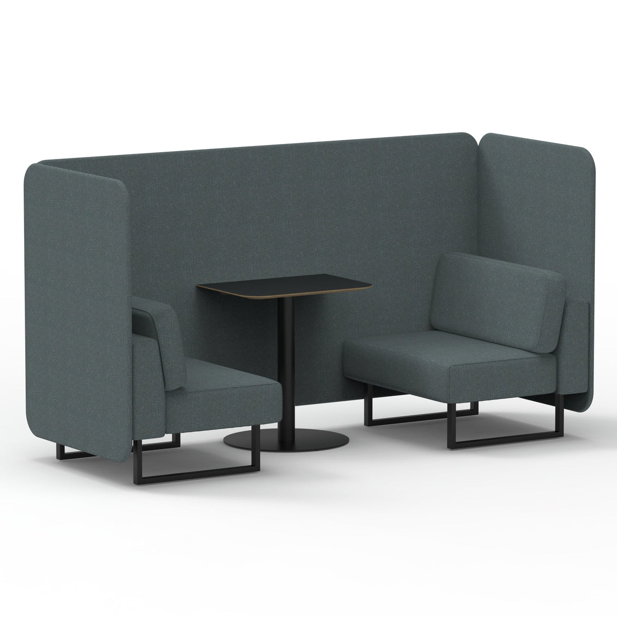 Commercial 2 Seater Privacy Booth – Bench with Black Table – Single Tone – Crib 5 Main Line Flax - Westminster Panels And Sofa Black - Industrious Decor
