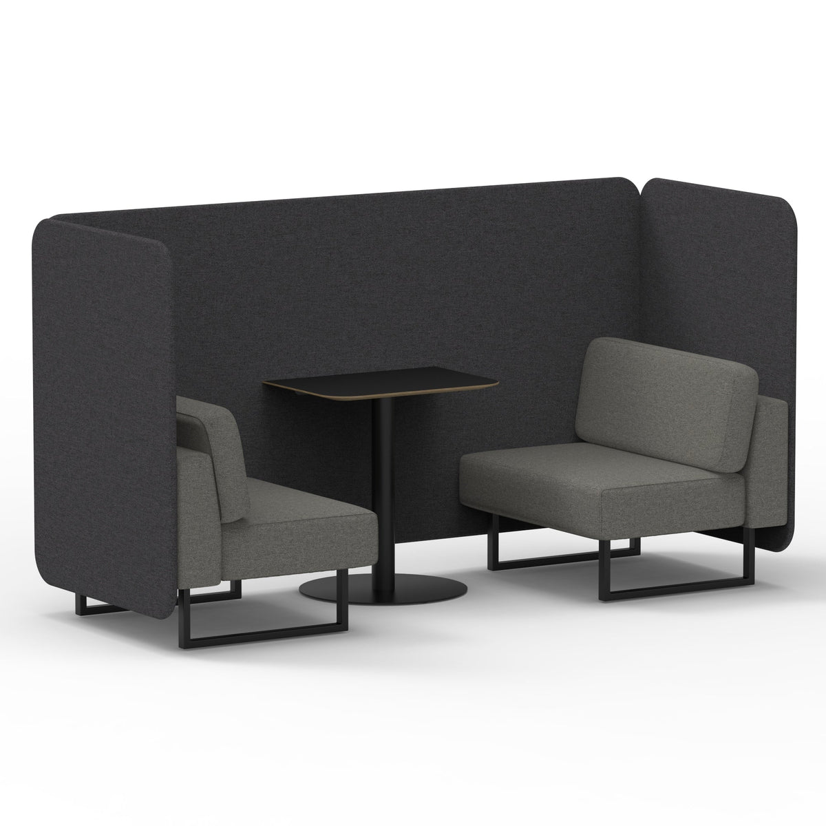 Commercial 2 Seater Privacy Booth – Bench with Black Table – Two Tone – Crib 5 X2 - Arithmetic Panels And Number Sofa Black - Industrious Decor