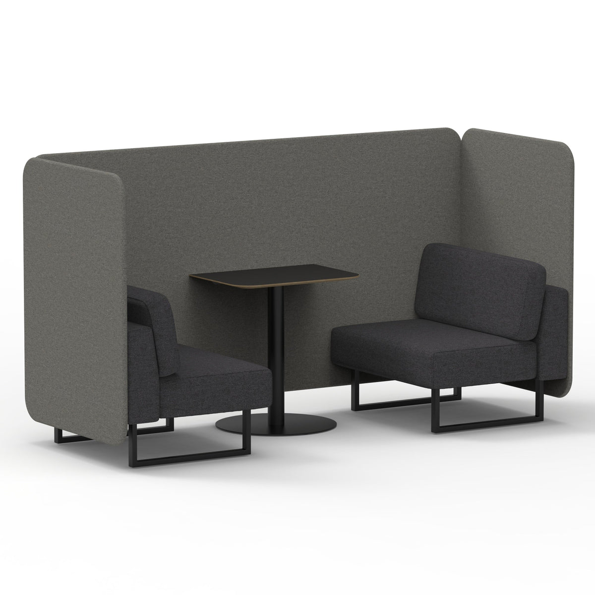 Commercial 2 Seater Privacy Booth – Bench with Black Table – Two Tone – Crib 5 X2 - Number Panels And Arithmetic Sofa Black - Industrious Decor
