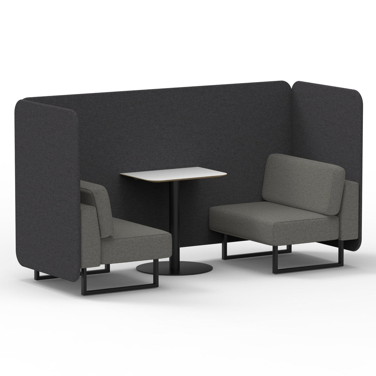 Commercial 2 Seater Privacy Booth – Bench with White Table – Two Tone – Crib 5 X2 - Arithmetic Panels And Number Sofa Black - Industrious Decor