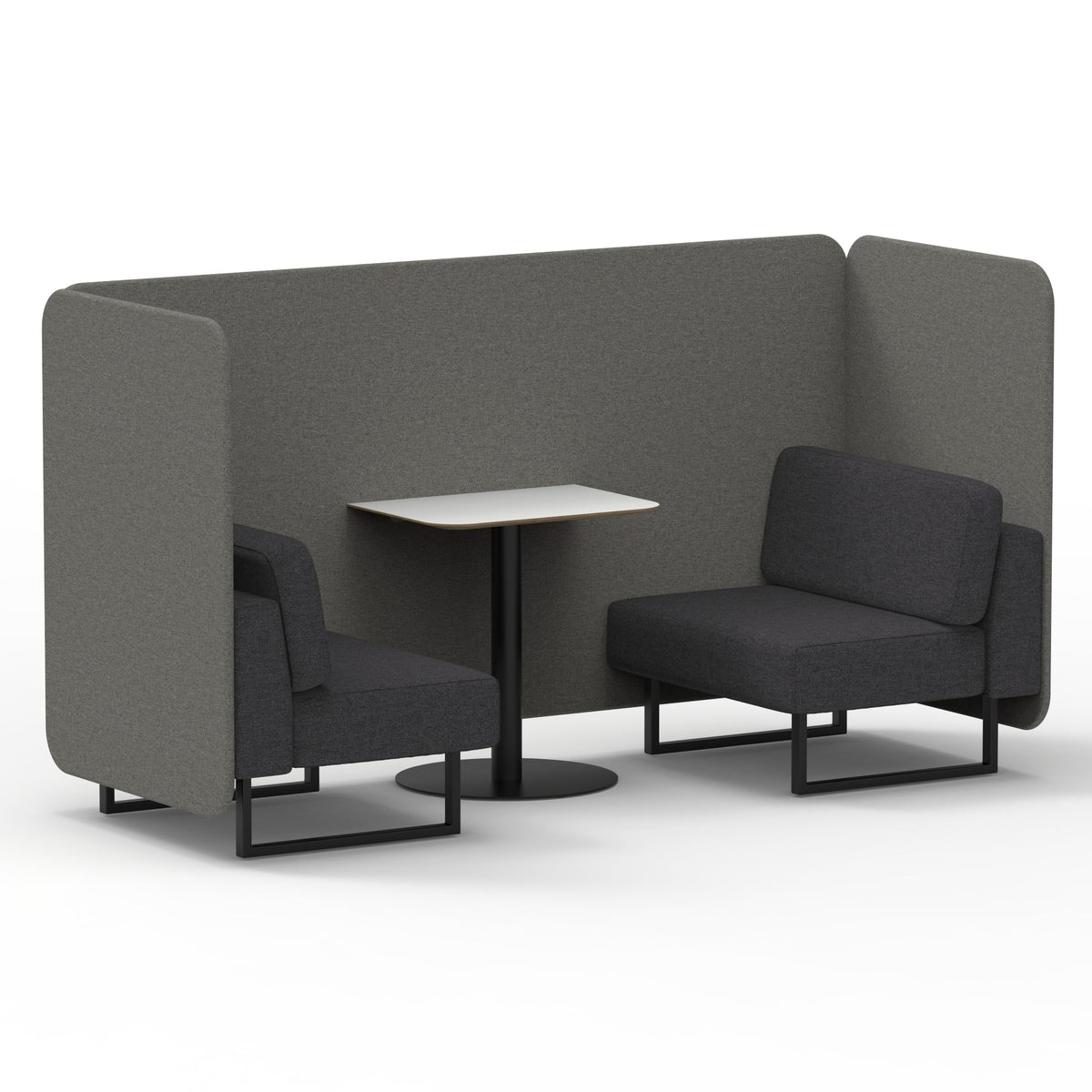Commercial 2 Seater Privacy Booth – Bench with White Table – Two Tone – Crib 5 X2 - Number Panels And Arithmetic Sofa Black - Industrious Decor