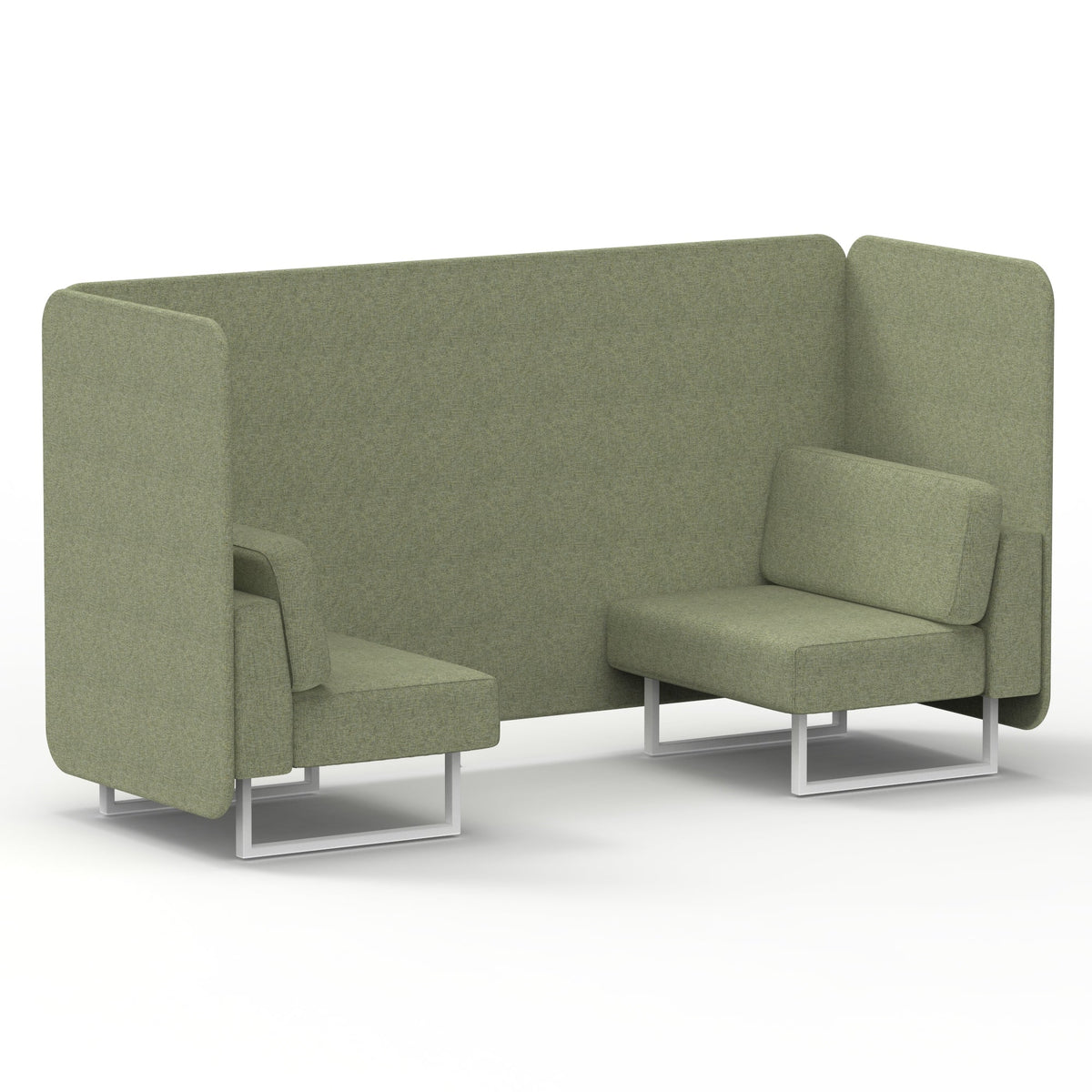 Commercial 2 Seater Privacy Booth – Bench – Single Tone – Crib 5 Rivet - Burnish Panels And Sofa White - Industrious Decor