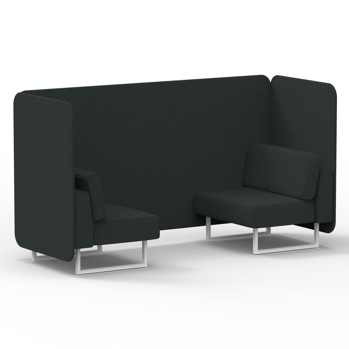 Commercial 2 Seater Privacy Booth – Bench – Single Tone – Crib 5 Rivet - Charcoal Panels And Sofa White - Industrious Decor