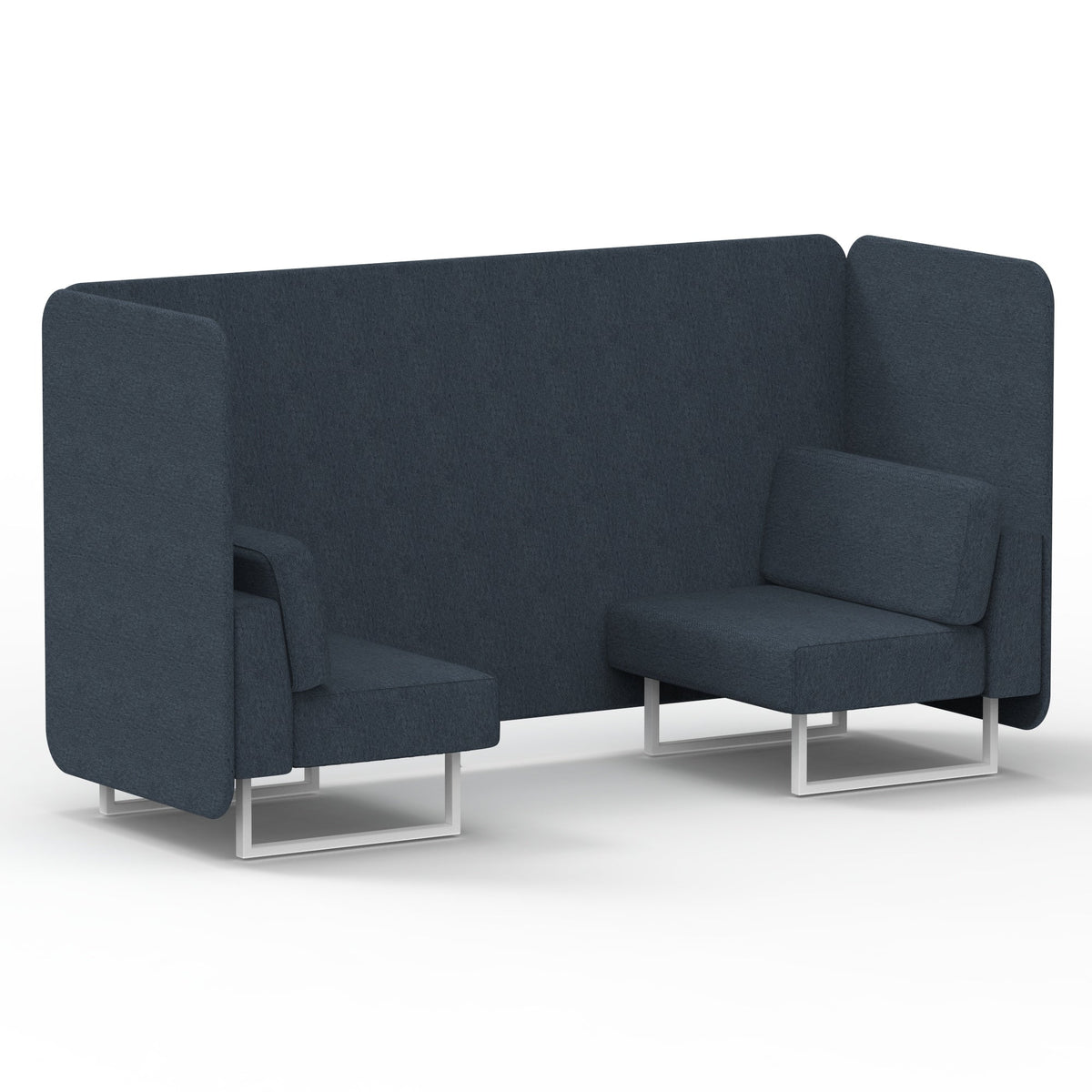 Commercial 2 Seater Privacy Booth – Bench – Single Tone – Crib 5 Rivet - Crucible Panels And Sofa White - Industrious Decor