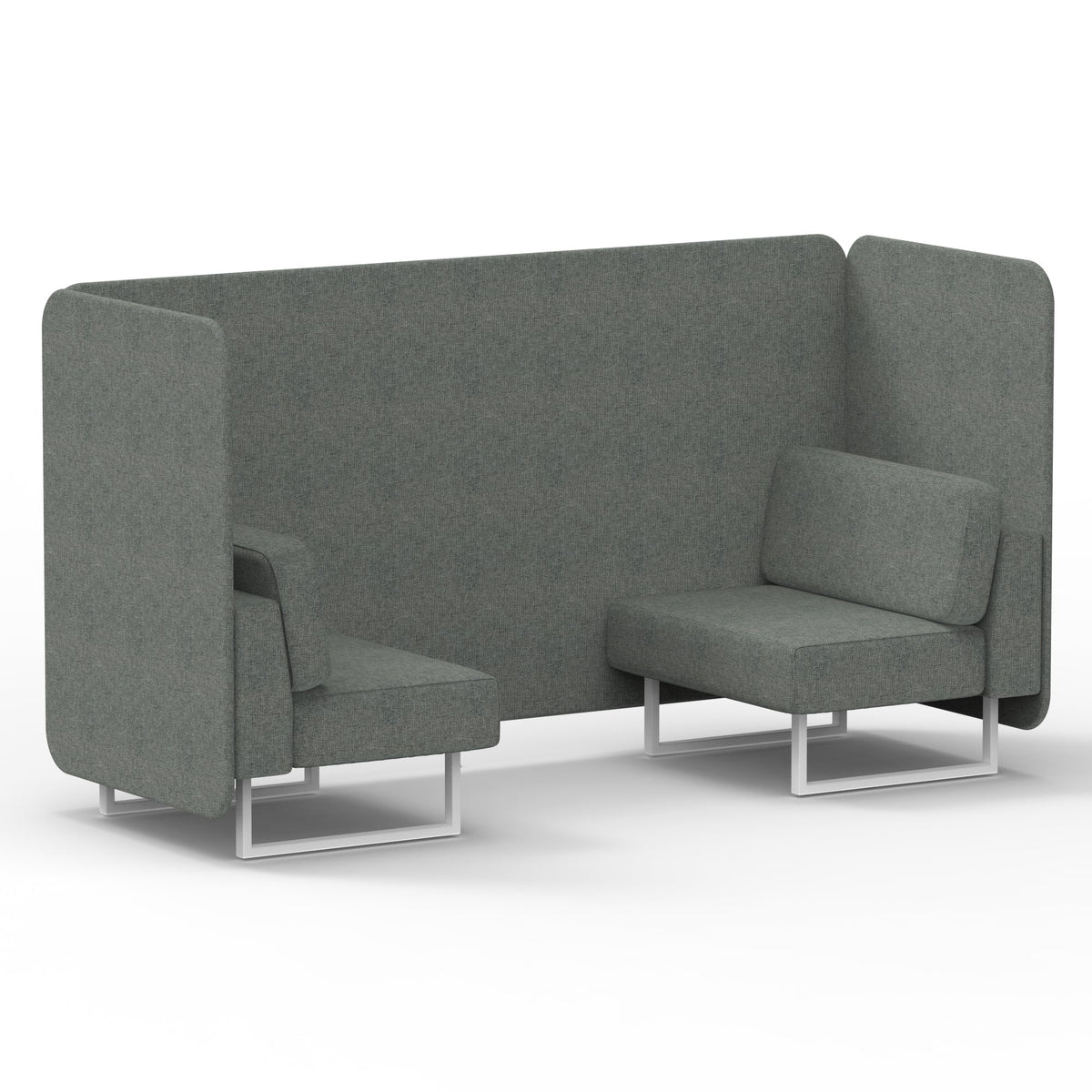 Commercial 2 Seater Privacy Booth – Bench – Single Tone – Crib 5 Rivet - Prime Panels And Sofa White - Industrious Decor