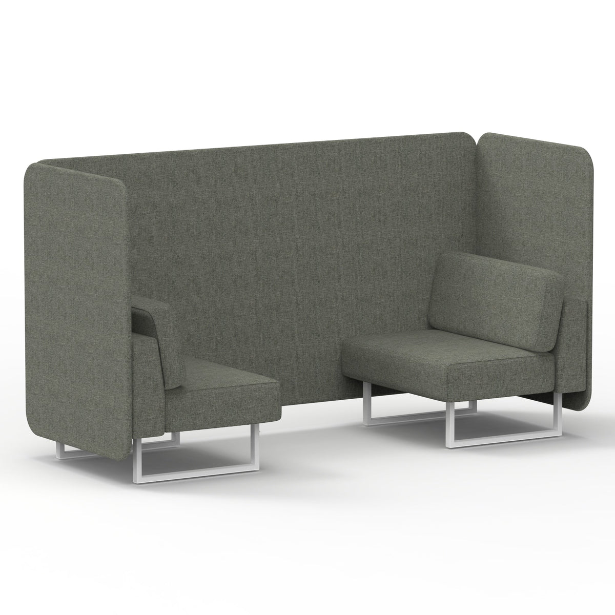 Commercial 2 Seater Privacy Booth – Bench – Single Tone – Crib 5 Rivet - Vitreous Panels And Sofa White - Industrious Decor