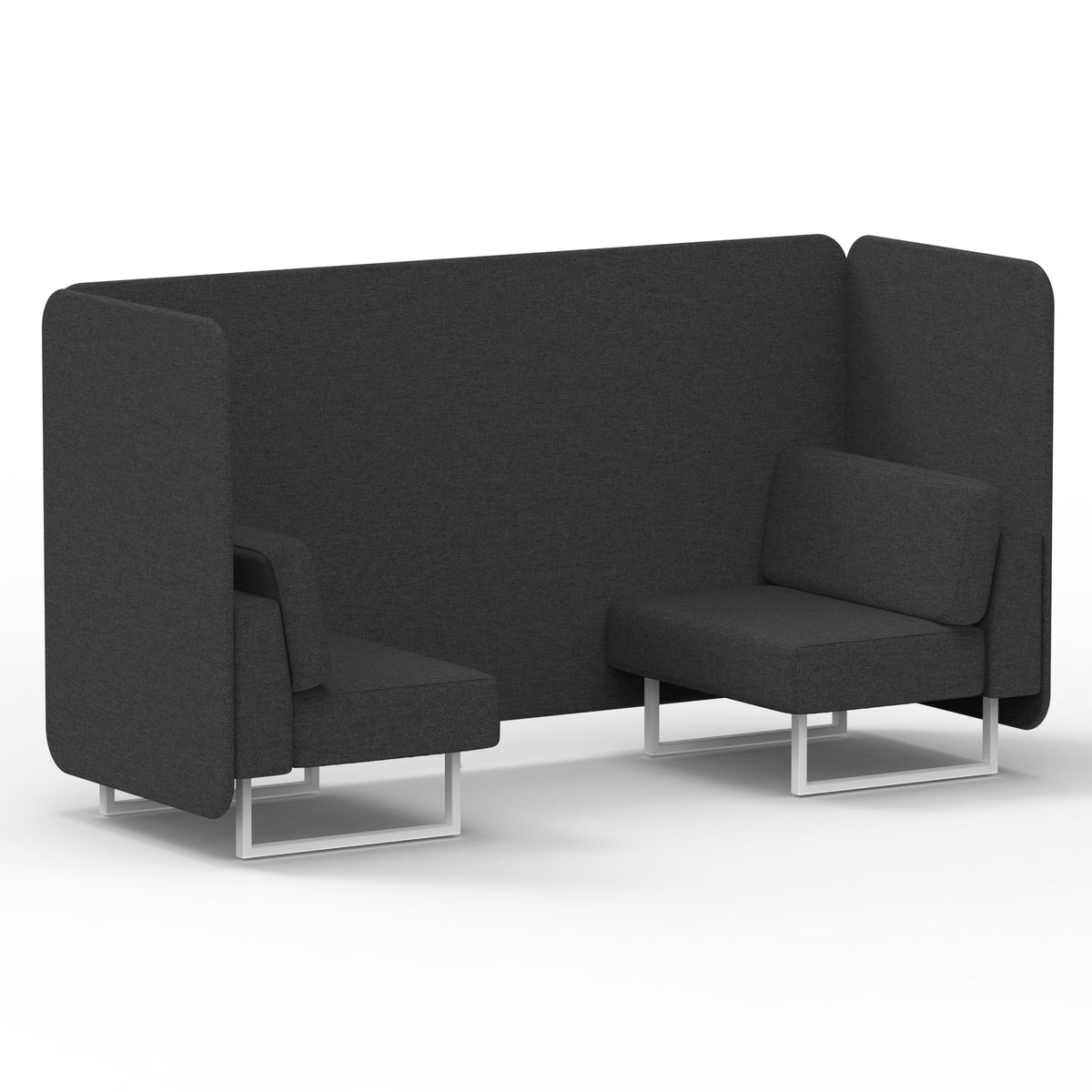 Commercial 2 Seater Privacy Booth – Bench – Single Tone – Crib 5 X2 - Arithmetic Panels And Sofa White - Industrious Decor