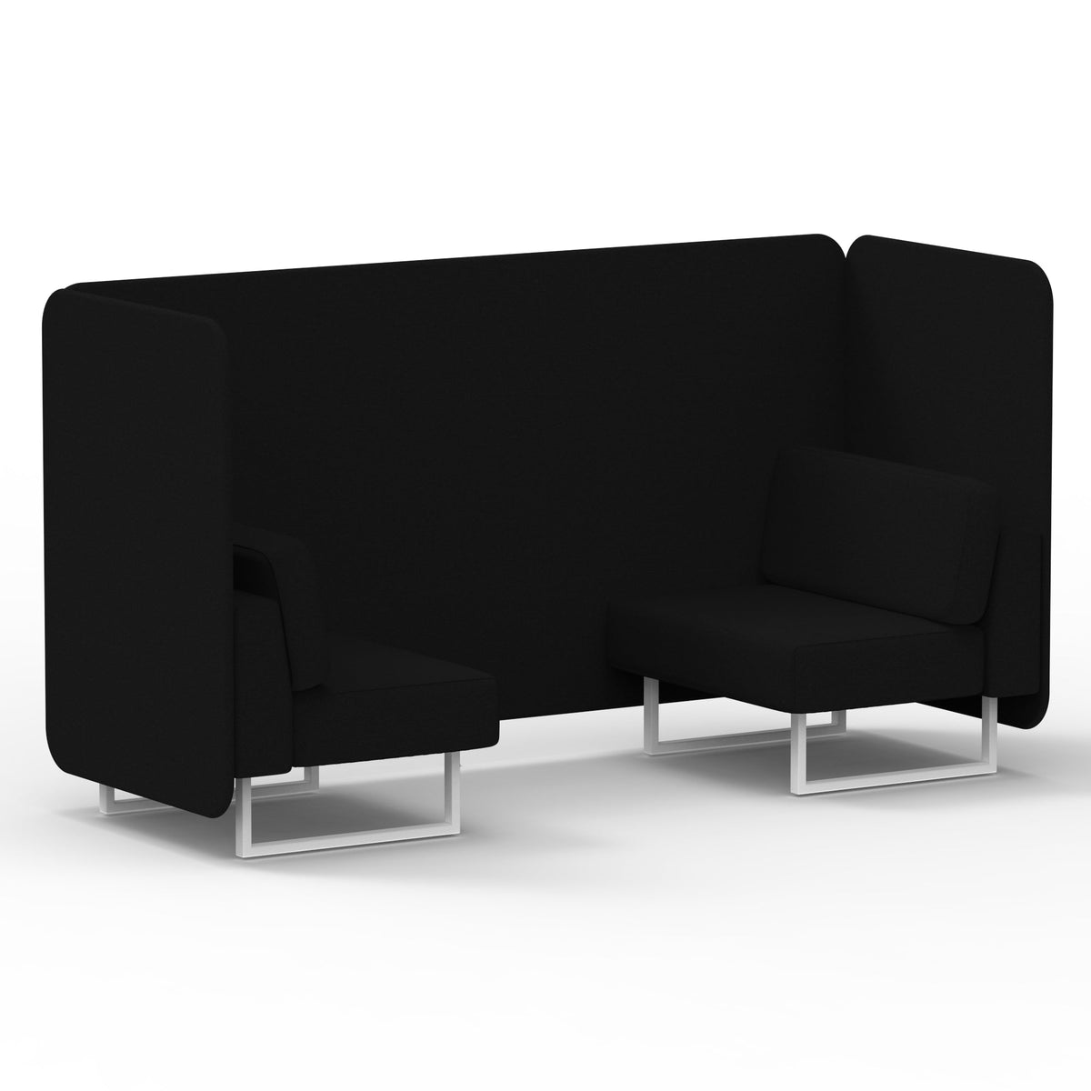 Commercial 2 Seater Privacy Booth – Bench – Single Tone – Crib 5 X2 - Diameter Panels And Sofa White - Industrious Decor