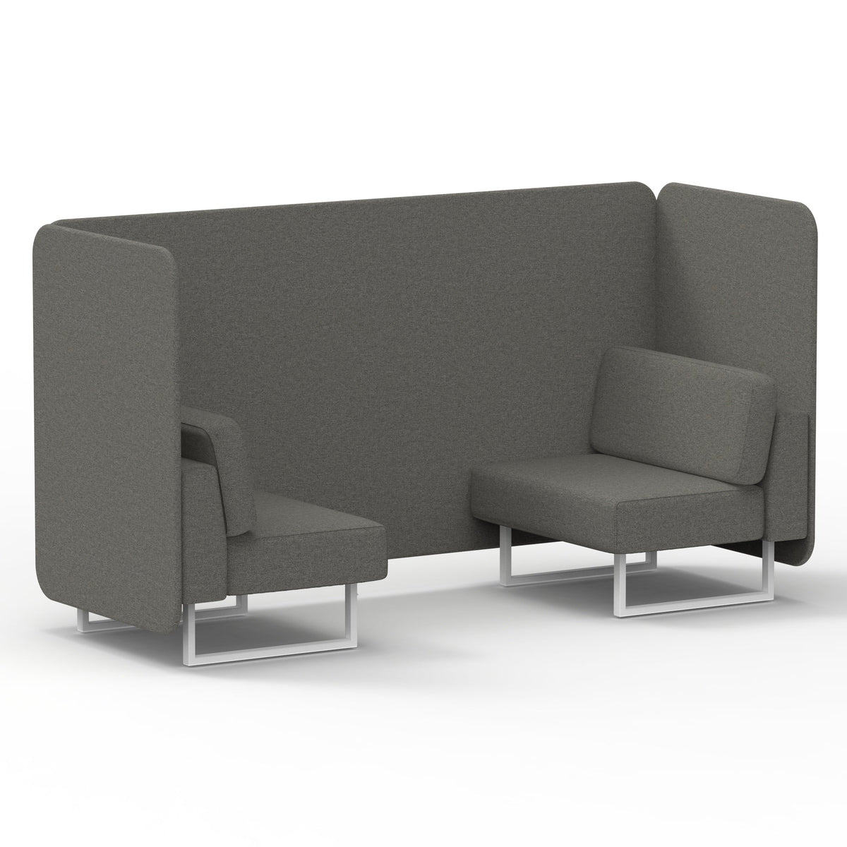 Commercial 2 Seater Privacy Booth – Bench – Single Tone – Crib 5 X2 - Number Panels And Sofa White - Industrious Decor