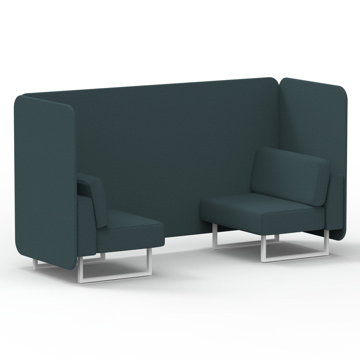 Commercial 2 Seater Privacy Booth – Bench – Single Tone – Crib 5 X2 - Polygon Panels And Sofa White - Industrious Decor