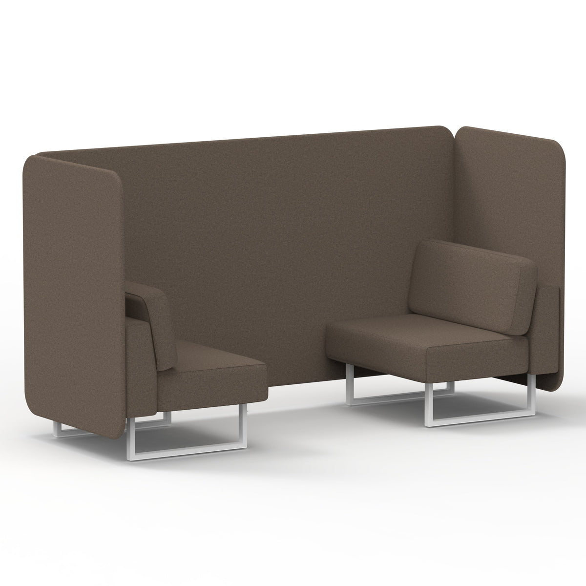 Commercial 2 Seater Privacy Booth – Bench – Single Tone – Crib 5 X2 - Theory Panels And Sofa White - Industrious Decor