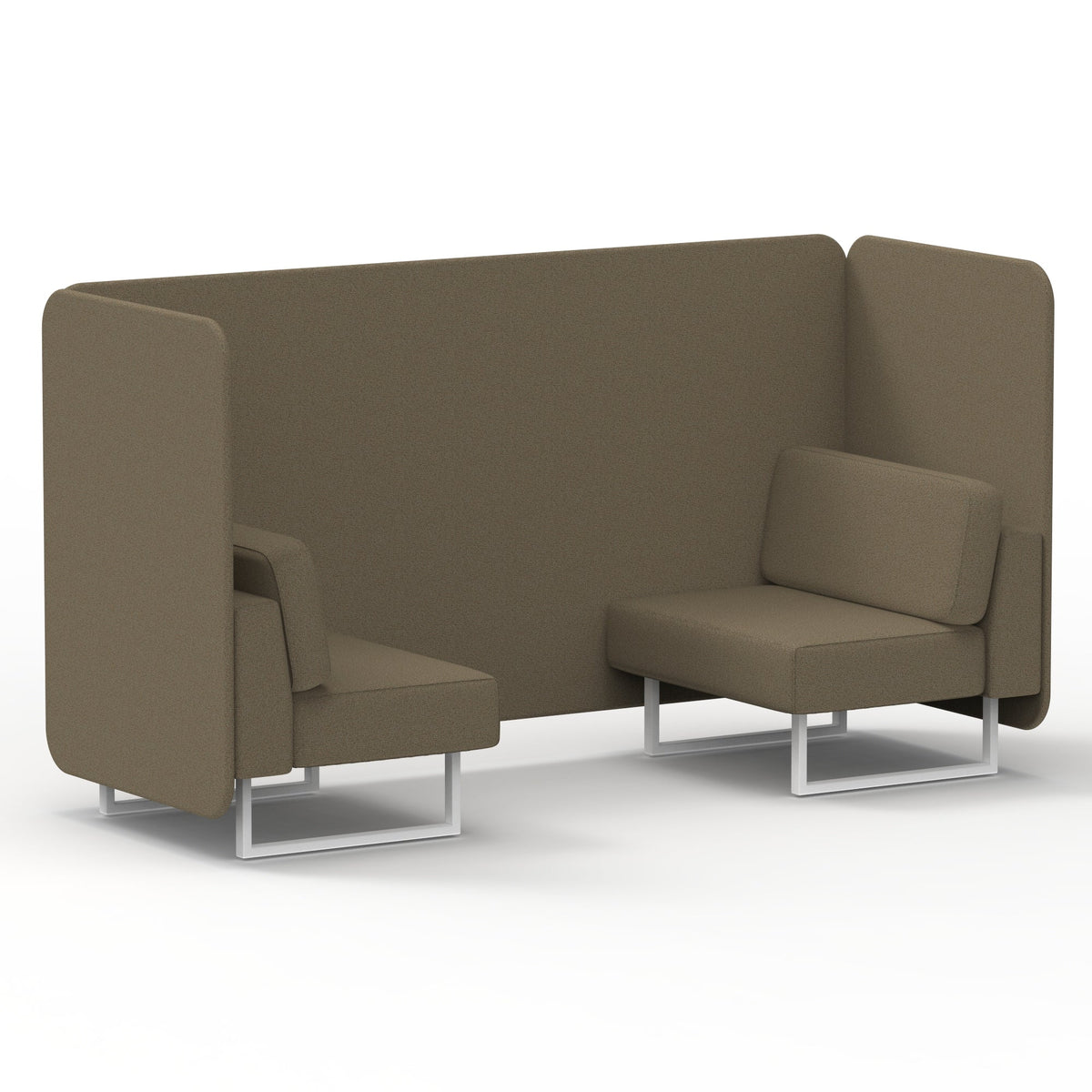 Commercial 2 Seater Privacy Booth – Bench – Single Tone – Crib 5 Main Line Flax - Bank Panels And Sofa White - Industrious Decor