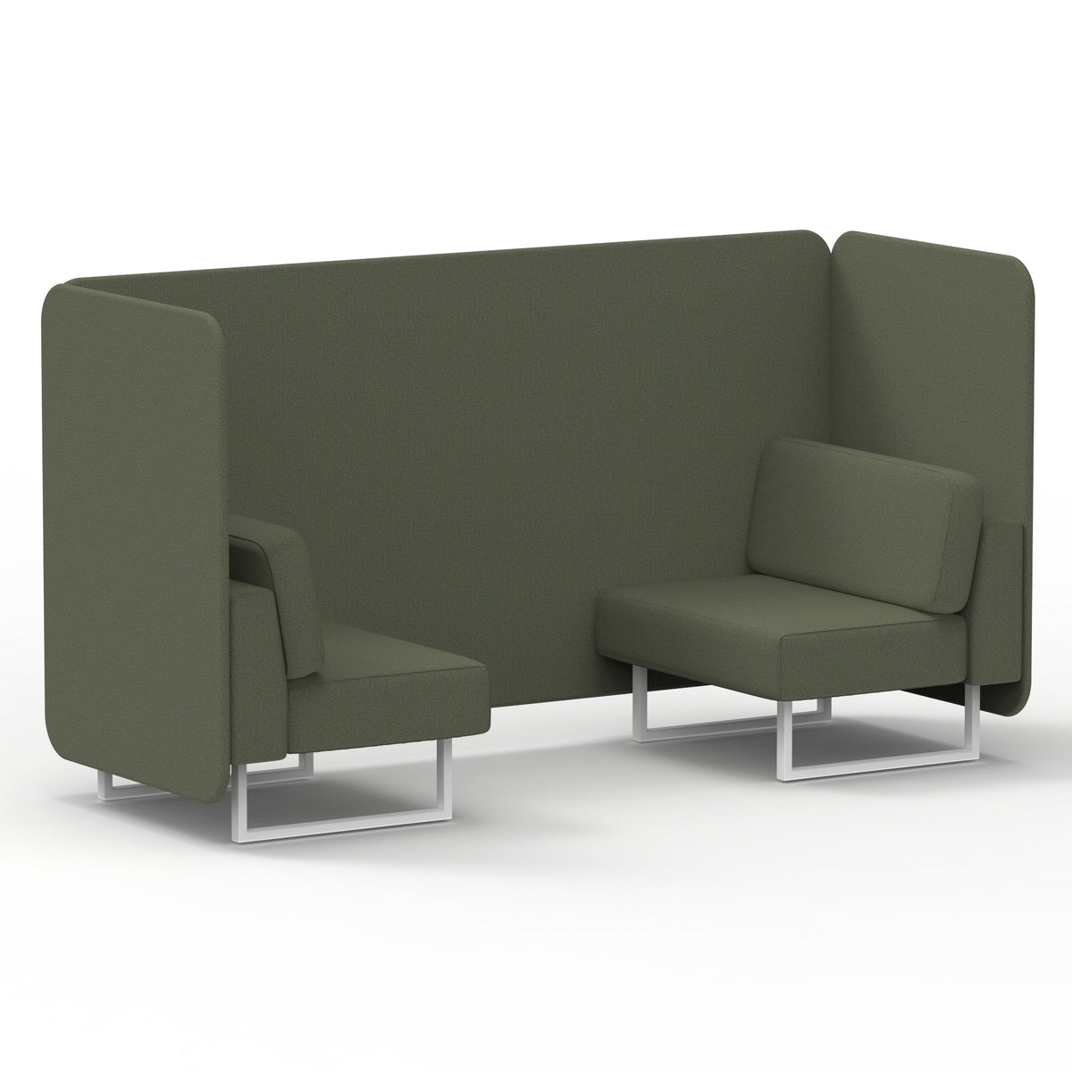 Commercial 2 Seater Privacy Booth – Bench – Single Tone – Crib 5 Main Line Flax - Monument Panels And Sofa White - Industrious Decor