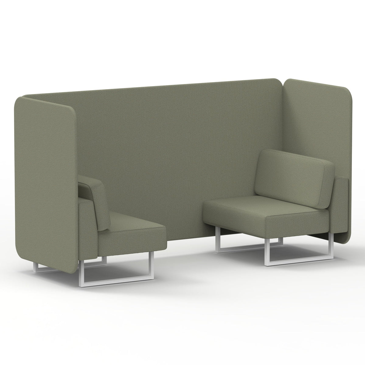 Commercial 2 Seater Privacy Booth – Bench – Single Tone – Crib 5 Main Line Flax - Newbury Panels And Sofa White - Industrious Decor
