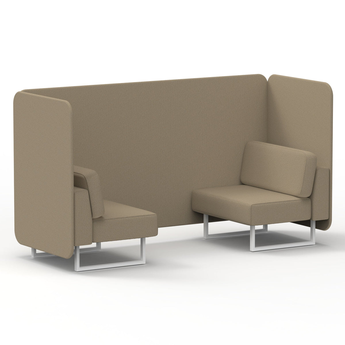 Commercial 2 Seater Privacy Booth – Bench – Single Tone – Crib 5 Main Line Flax - Upminster Panels And Sofa White - Industrious Decor