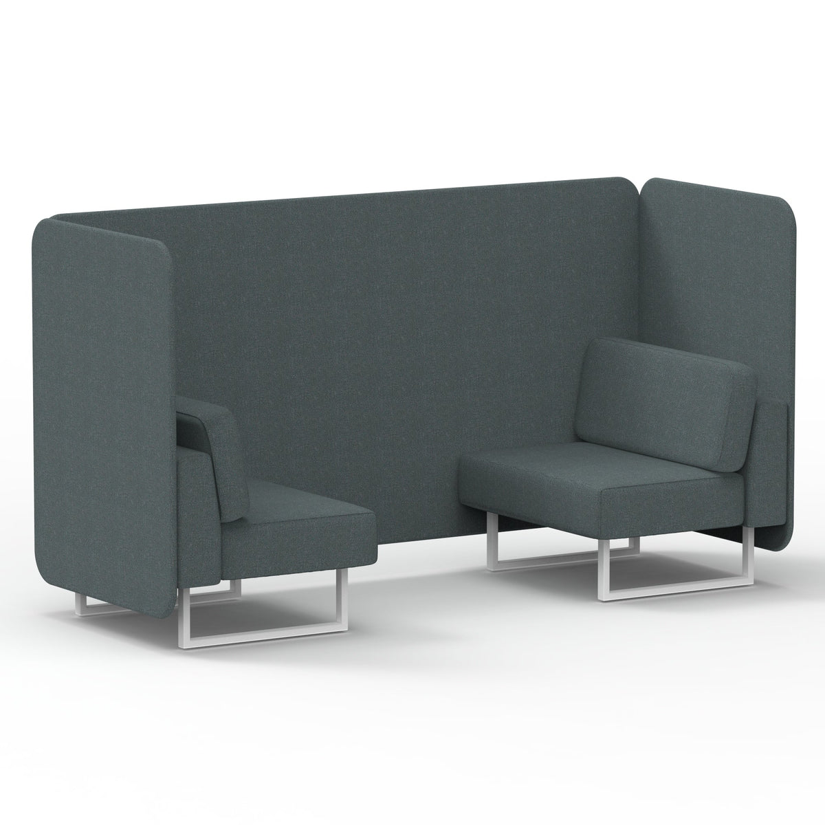Commercial 2 Seater Privacy Booth – Bench – Single Tone – Crib 5 Main Line Flax - Westminster Panels And Sofa White - Industrious Decor