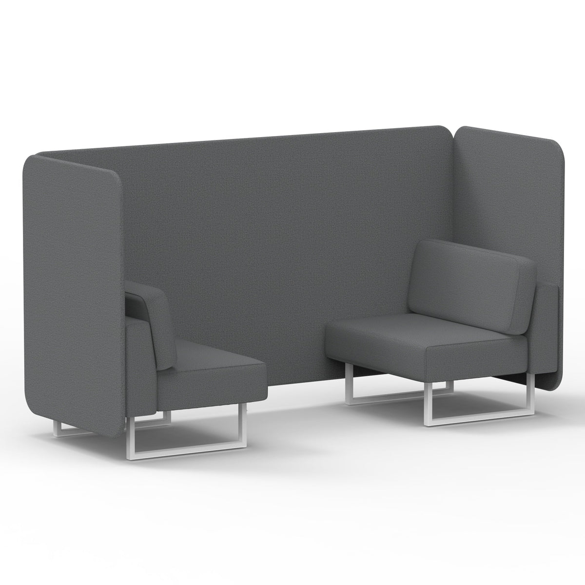 Commercial 2 Seater Privacy Booth – Bench – Single Tone – Crib 5 Synergy - Partner Panels And Sofa White - Industrious Decor