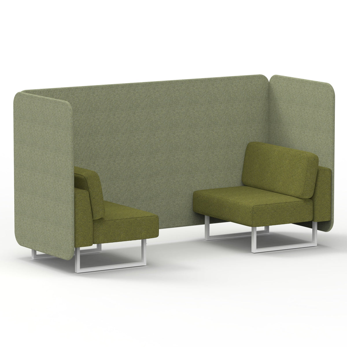 Commercial 2 Seater Privacy Booth – Bench – Two Tone – Crib 5 Rivet - Burnish Panels And Olive Sofa White - Industrious Decor