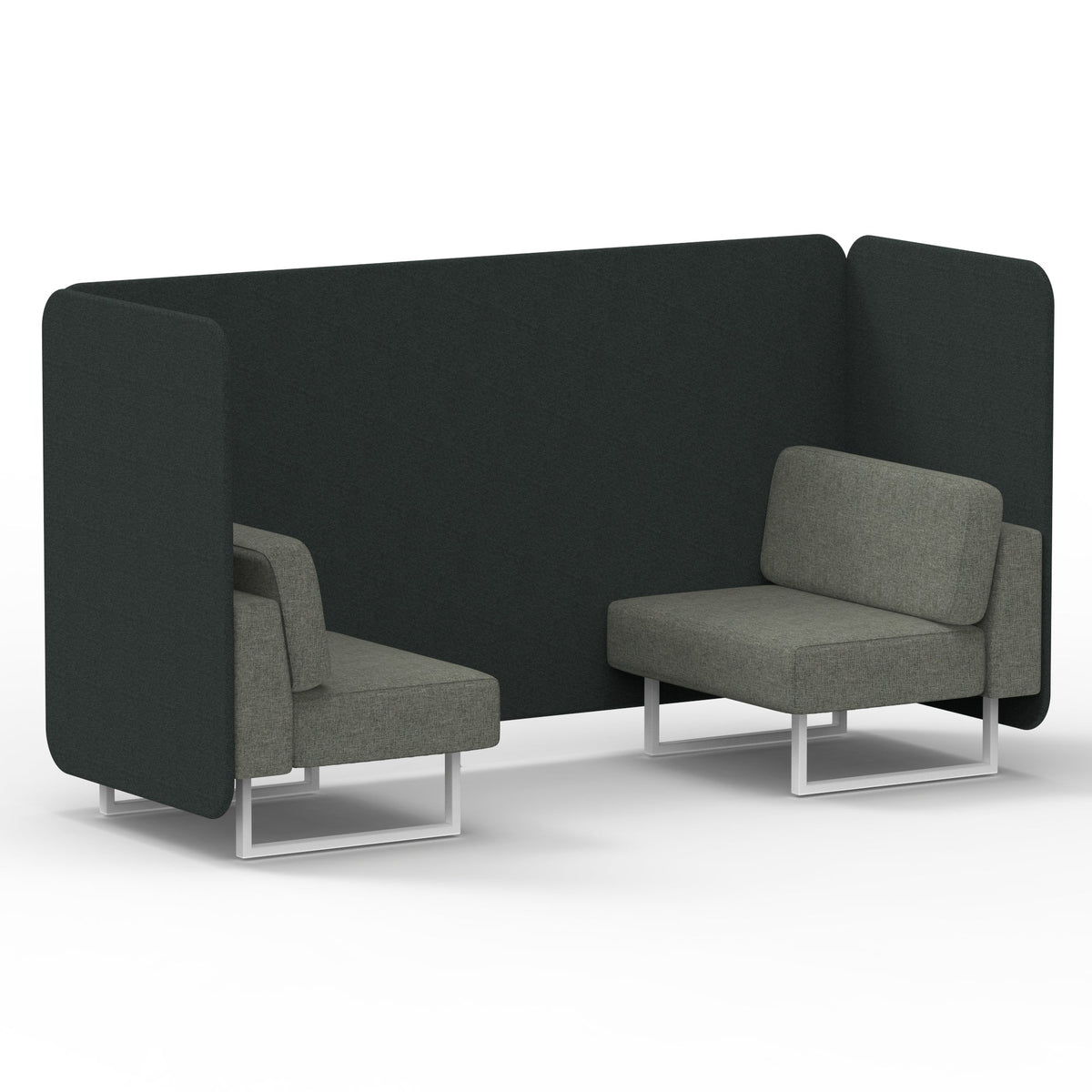 Commercial 2 Seater Privacy Booth – Bench – Two Tone – Crib 5 Rivet - Charcoal Panels And Vitreous Sofa White - Industrious Decor