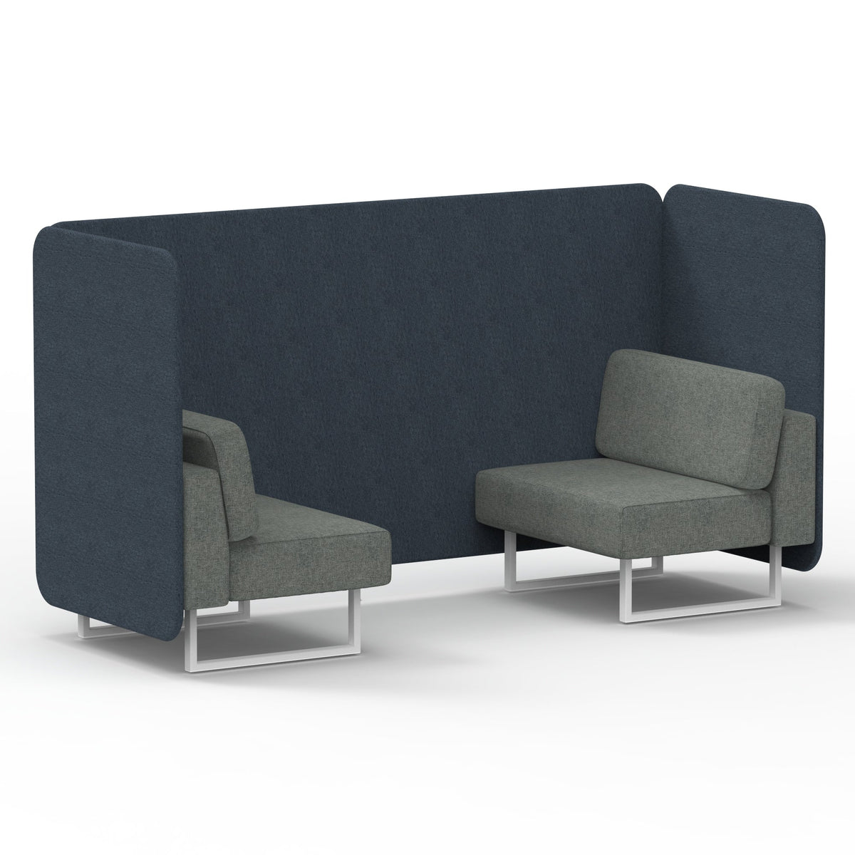Commercial 2 Seater Privacy Booth – Bench – Two Tone – Crib 5 Rivet - Crucible Panels And Prime Sofa White - Industrious Decor
