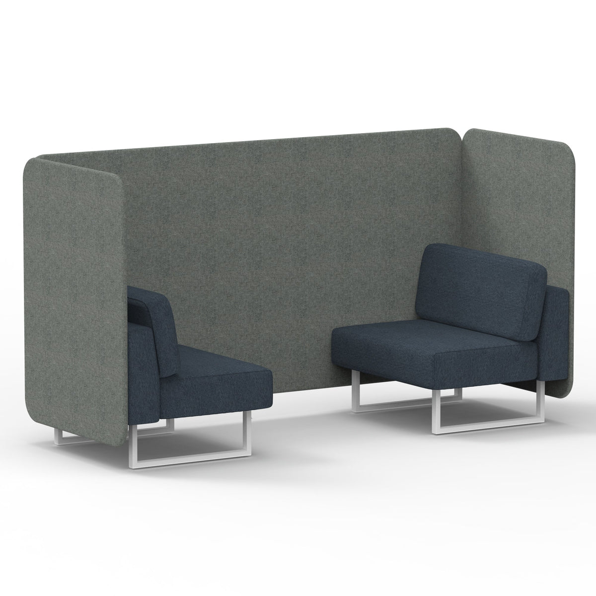 Commercial 2 Seater Privacy Booth – Bench – Two Tone – Crib 5 Rivet - Prime Panels And Crucible Sofa White - Industrious Decor