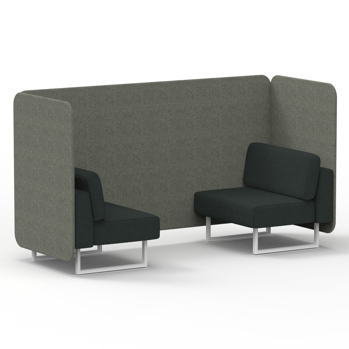 Commercial 2 Seater Privacy Booth – Bench – Two Tone – Crib 5 Rivet - Vitreous Panels And Charcoal Sofa White - Industrious Decor