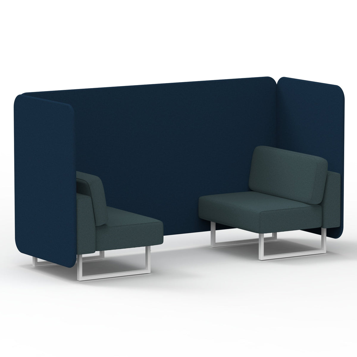 Commercial 2 Seater Privacy Booth – Bench – Two Tone – Crib 5 X2 - Calculus Panels And Polygon Sofa White - Industrious Decor