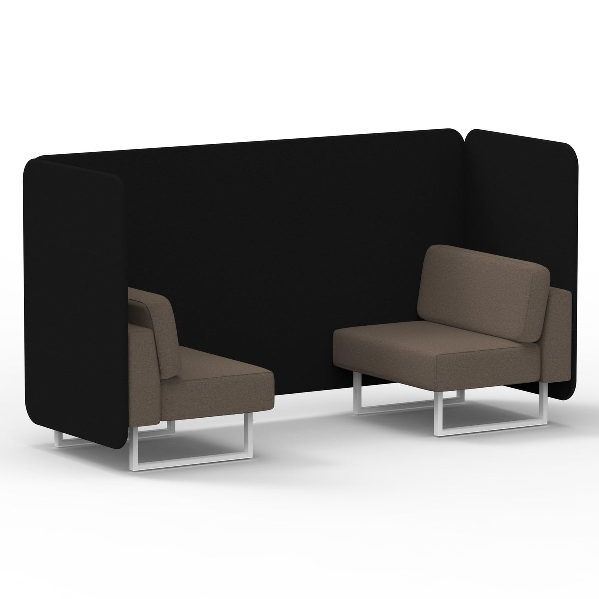 Commercial 2 Seater Privacy Booth – Bench – Two Tone – Crib 5 X2 - Diameter Panels And Theory Sofa White - Industrious Decor