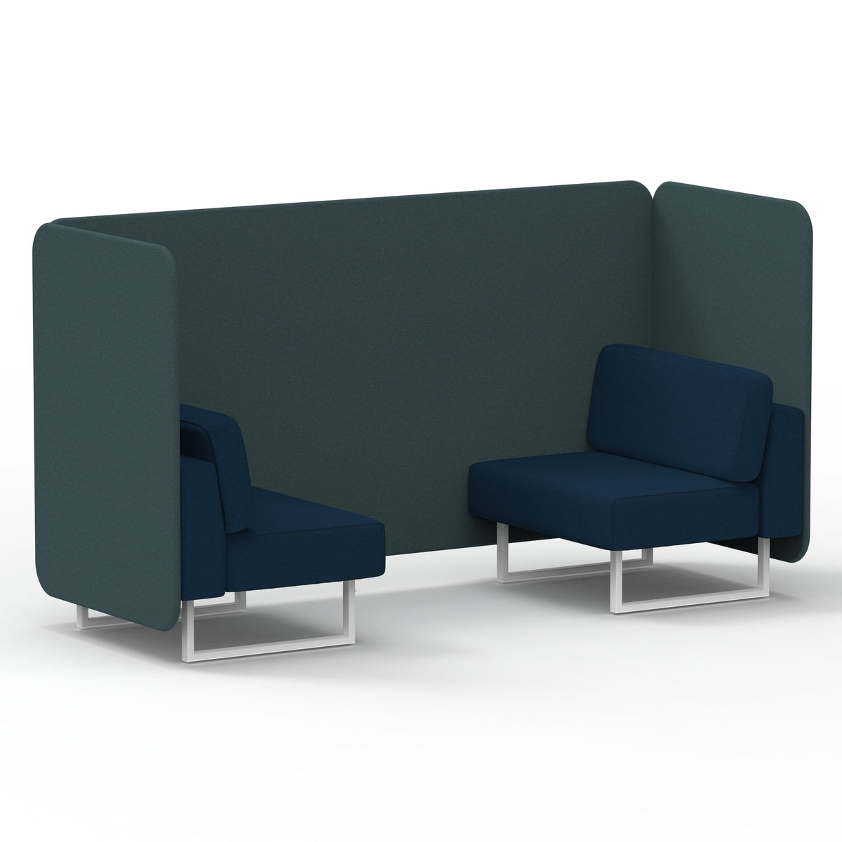 Commercial 2 Seater Privacy Booth – Bench – Two Tone – Crib 5 X2 - Polygon Panels And Calculus Sofa White - Industrious Decor