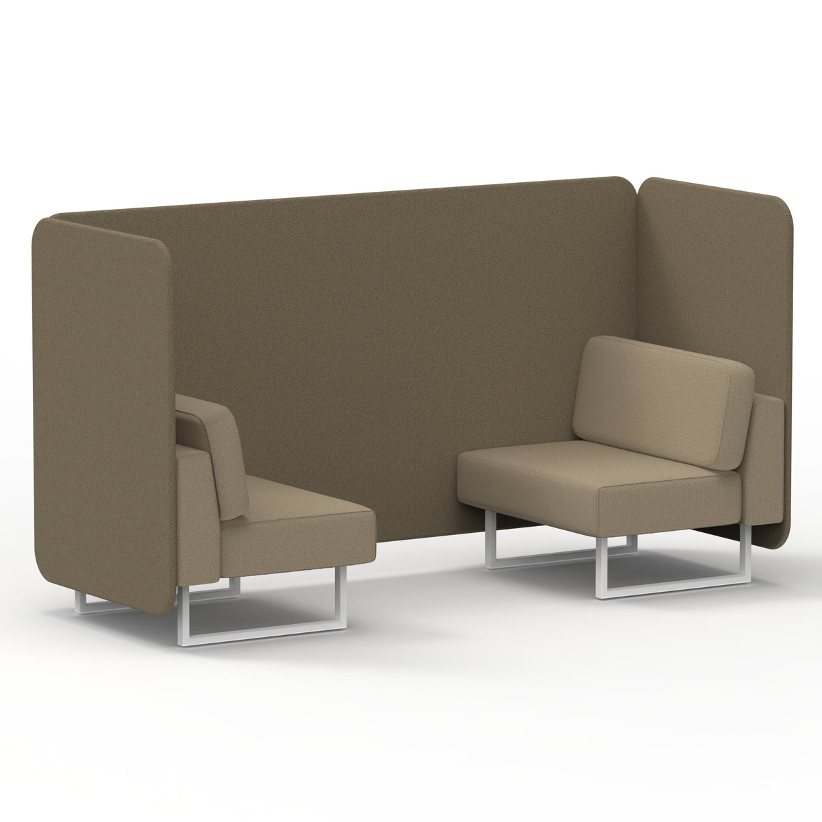 Commercial 2 Seater Privacy Booth – Bench – Two Tone – Crib 5 Main Line Flax - Bank Panels And Upminster Sofa White - Industrious Decor