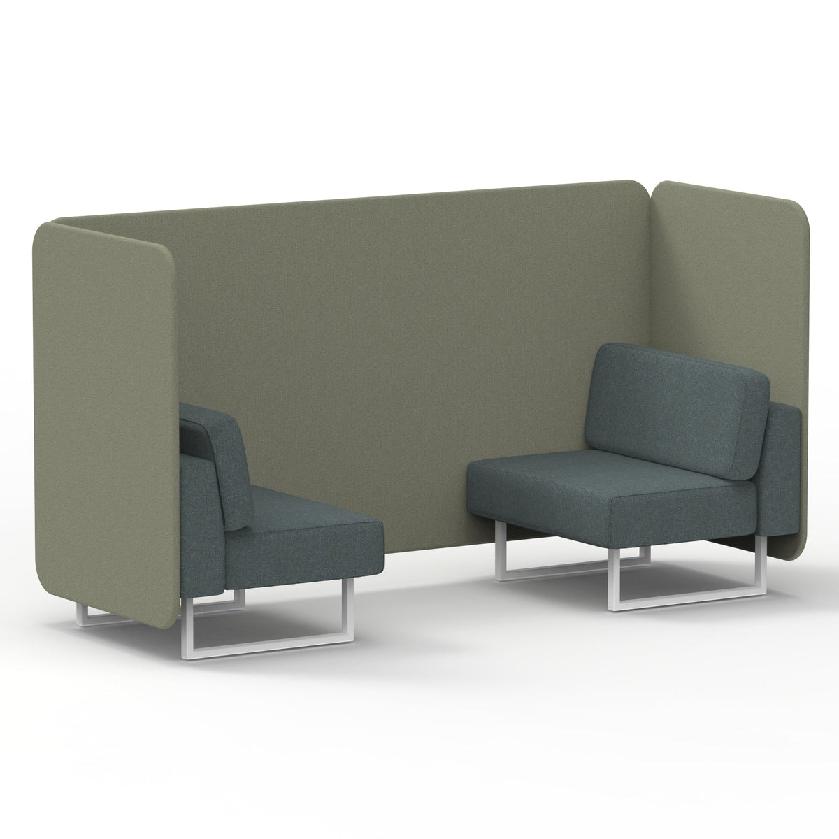 Commercial 2 Seater Privacy Booth – Bench – Two Tone – Crib 5 Main Line Flax - Newbury Panels And Westminster Sofa White - Industrious Decor